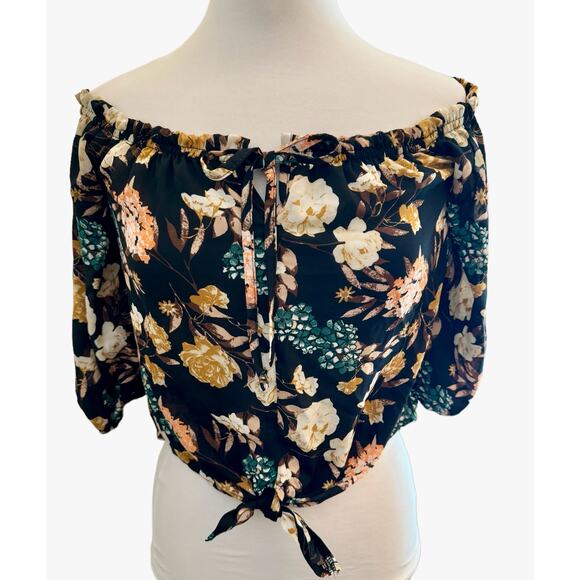 Rue 21 Floral Off the Shoulder Coquette Cottagecore Blouse S Feminine Romantic - Picture 2 of 8